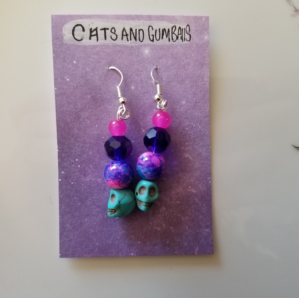 Galaxy Turquoise Skull Earrings
